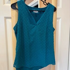Market & Spruce Textured Teal Sleeveless Blouse